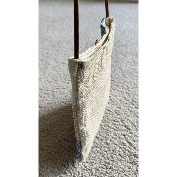 Woven MARIA LA ROSA ITALY Patchwork PURSE Shoulder Bag 10x10" Leather Strap Vtg - Picture 6 of 8